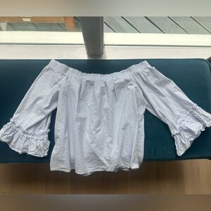 Off Shoulder Seersucker Banana Republic Blouse